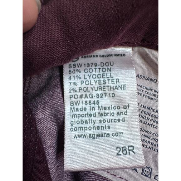 Adriano Goldschmied AG Farrah High-Rise Skinny Jeans Maroon Women’s Size 26 - Picture 5 of 9